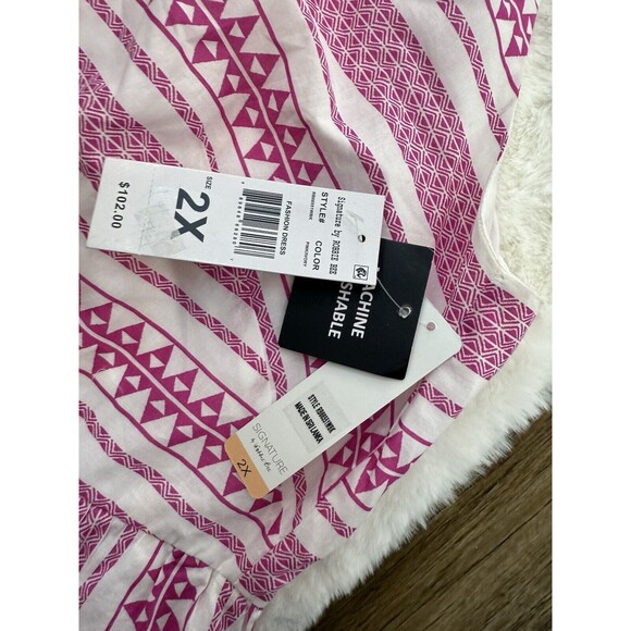 New Signature By Robbie Bee Womens Dress Size 2XL  Pink & White Sleeveless - Picture 9 of 13